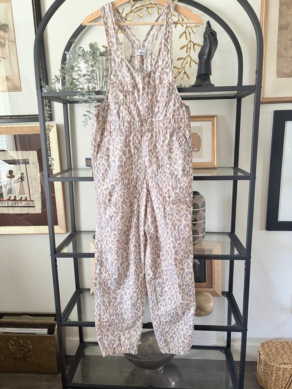 Urban Outfitters Leopard Print Overalls Womens XS Utility Carpenter Jumpsuit